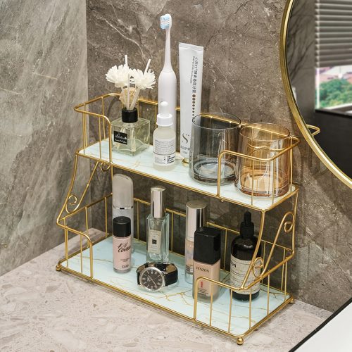 Toilet rack free punch makeup skin care products toiletries storage light luxury bathroom rack