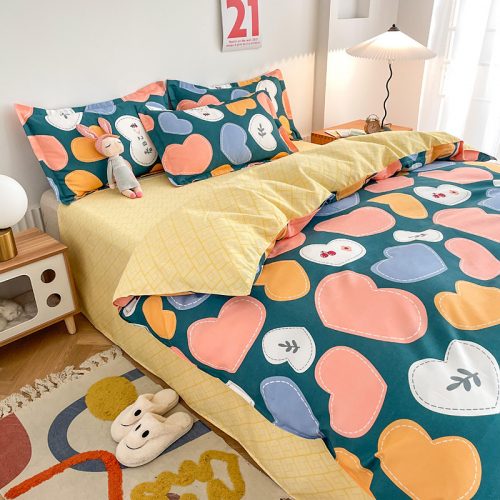 Grinding bed linen small fresh thickened sheets and quilt sets of four-piece sets of three-piece sets of bedding