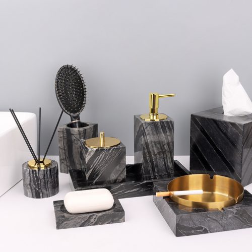 High-grade marble bathroom five-piece wash set toilet brushing mouthwash cup bathroom supplies